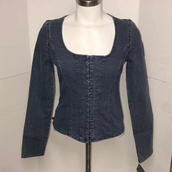 Ralph Lauren Tops - Vintage Ralph Lauren Denim Corset Long Sleeve Top